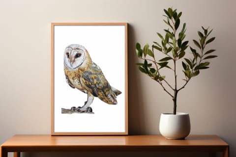 Artwork Owl Wood Frame